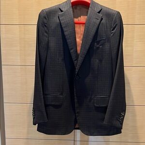 Isaia Dark Navy/ Toffee Brown soft shoulder jacket